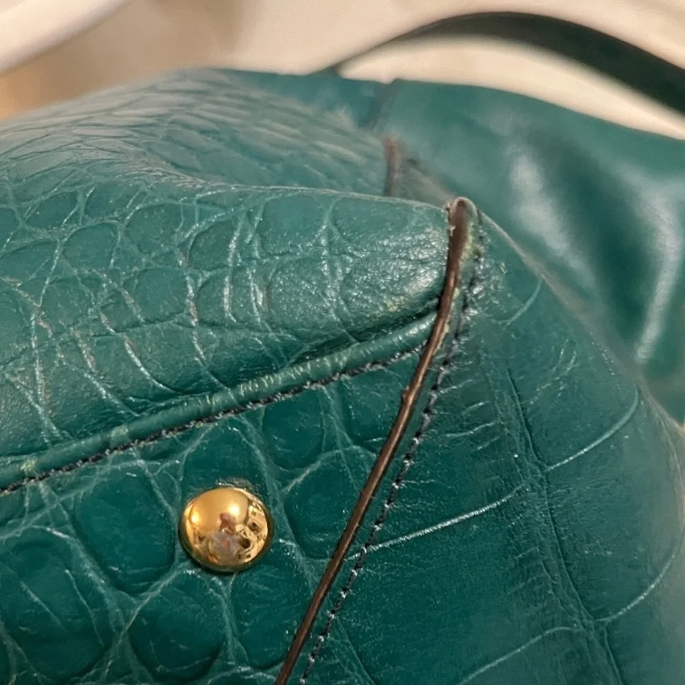 MCM 1st Lady Collection Teal Crocodile-Embossed Satchel